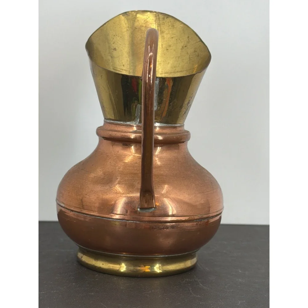 Vintage Flemish Original Copper Brass Pitcher Made in Belgium Mixed Metal 5.5